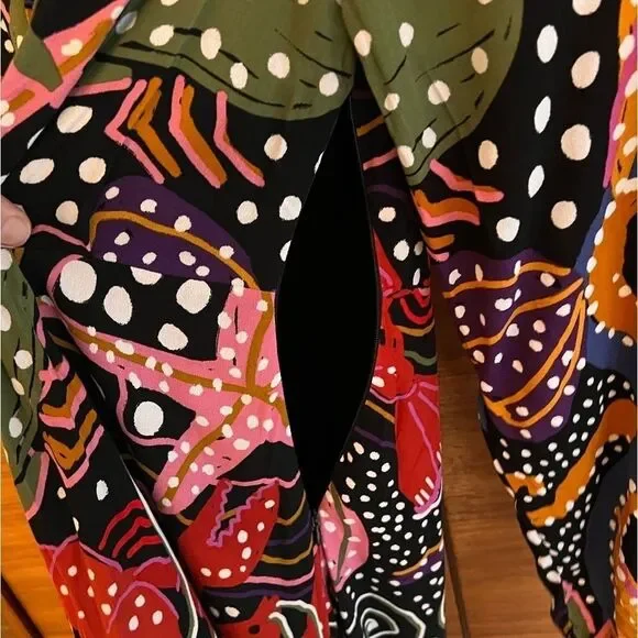 NWT Farm Rio Under The Sea Long Sleeve V-neck Plunge Ruffle Maxi Dress Small - Picture 7 of 15